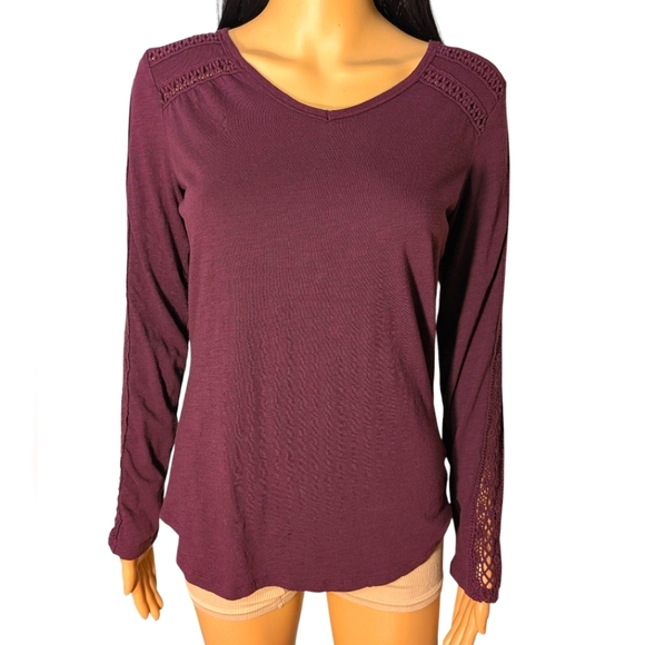 Maurices Tops - Maurice's Deep Purple Shirt With Crochet Details